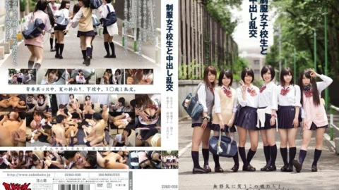 ZUKO-038 Creampie orgy with school girls in uniform