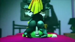 Screwing from behing for a 3D blonde whore in the pool